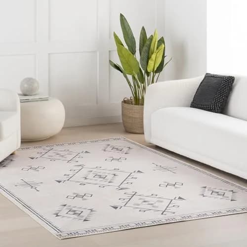 nuLOOM Shenai Cream Medallion 5' x 8' Washable Area Rug for Living Room, Bedroom, Kitchen thumbnail 1