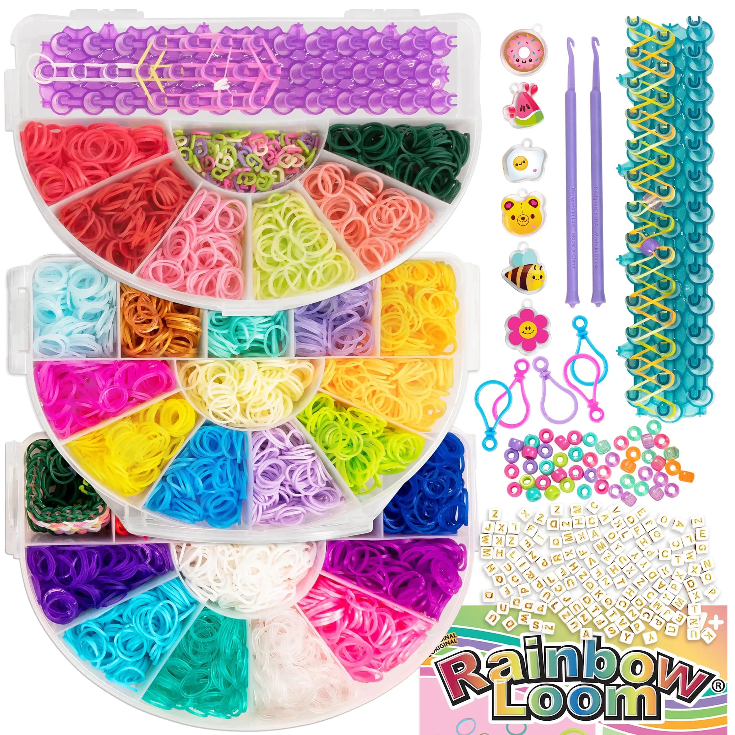 Rainbow Loom Mighty Rainbow Case - 6000 Rubber Bands & 2 Mighty Looms | Assorted Colors Art Craft Kit (9.1 oz / 0.26 kg) - main product image