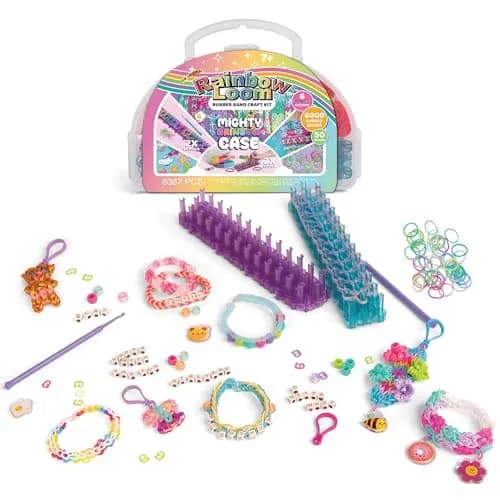 Rainbow Loom Mighty Rainbow Case - 6000 Rubber Bands & 2 Mighty Looms | Assorted Colors Art Craft Kit (9.1 oz / 0.26 kg) thumbnail 8