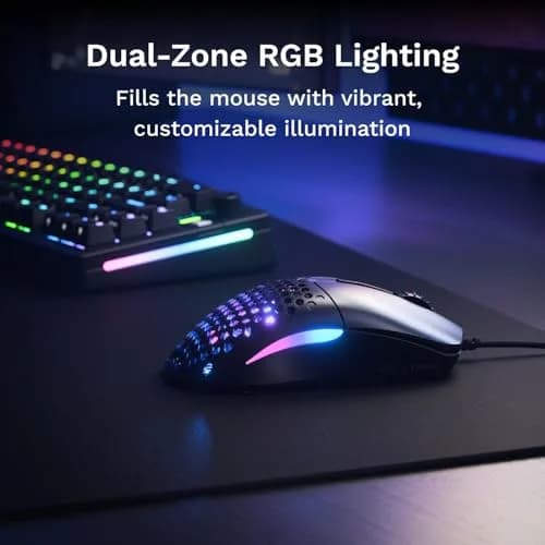 GLORIOUS Model O Eternal Ultralight RGB Gaming Mouse - Wired - 55g Lightweight - Customizable RGB Lighting - 6 Programmable Buttons - Symmetrical Design - 12K DPI Optical Sensor - PC/Mac - Black | Lightweight, customizable RGB, 6 buttons thumbnail 4