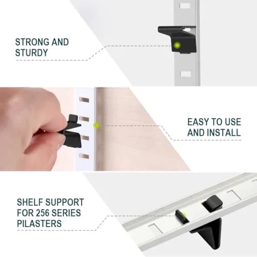Lenink Pilaster Shelf Clip 28 Pcs Black | Adjustable Support for Shelves thumbnail 3