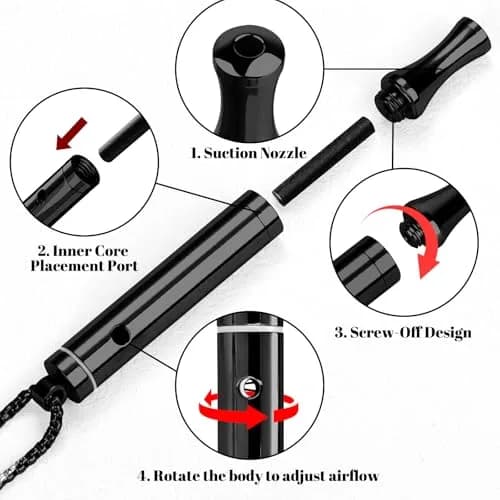 ASTOFLI Quit Smoking Breathing Necklace with Resistance Filters - Black Stainless Steel, 25.5 inches | Aids Smoking Cessation & Anxiety Relief thumbnail 4