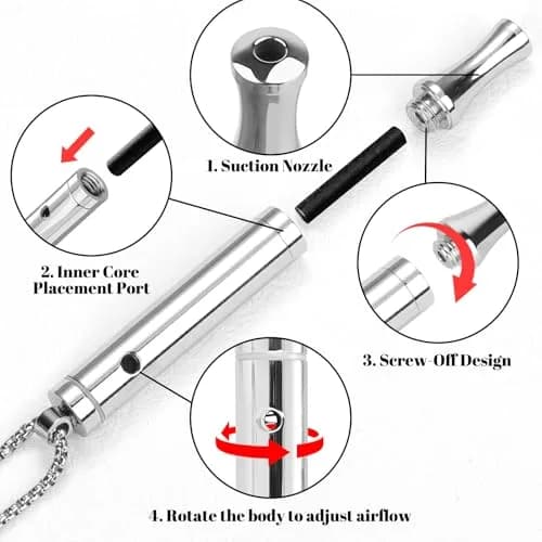 ASTOFLI Quit Smoking Breathing Necklace 2 KPA Resistance, Silver Stainless Steel | Helps Reduce Stress & Anxiety thumbnail 6