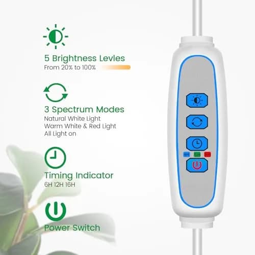 Garpsen Full Spectrum LED Grow Light 80 LEDs 65'' Height | 3 Color Modes 5 Dimmable Levels 16H Timer thumbnail 6