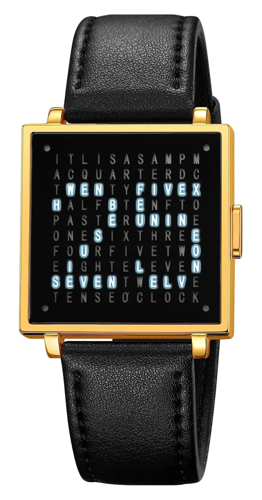 Gosasa Square Men's Luxury Watch with Leather Strap & Date Display | 36mm Case, 30M Water Resistant — Gold