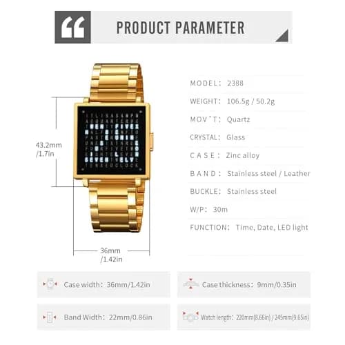 Gosasa Square Men's Luxury Watch with Leather Strap | 36mm Case, 30M Water Resistance, Date Display thumbnail 4