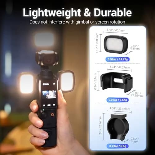 JJC 3-Pack LED Light for DJI Osmo Pocket 3 & Xtra Muse, 15g Ultra-Lightweight Magnetic Mount | 3 Color Modes & 3 Brightness Levels thumbnail 5