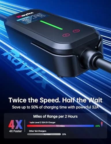 Raylix 32A Level 2 EV Charger for Tesla | Fast NEMA 14-50 Plug, 7.68KW, Portable thumbnail 6