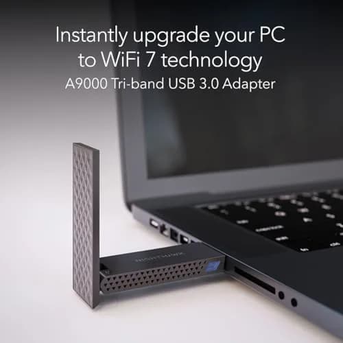 NETGEAR Nighthawk WiFi 7 USB 3.0 Adapter (A9000) – BE6500 Tri-Band Wireless Gigabit Speed (Up to 6.5 Gbps) – 6 GHz Band – Works with Any Router or Mesh System – for Windows 11 PC | WiFi 7 Adapter with Tri-Band Speed thumbnail 2