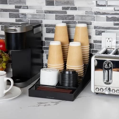 Mind Reader Metal Mesh Countertop Organizer Caddy 7 Compartments 21.6cm (8.5" L x 14.5" W x 5.25" H) | Black Pack of 6 thumbnail 2