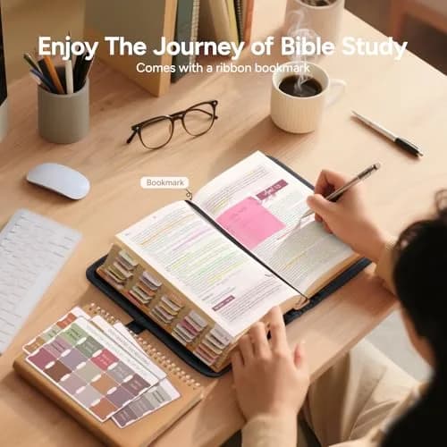 BellaHold Adjustable Bible Cover with 75 Bible Tabs - Black XS | Waterproof Quilted Fabric Case thumbnail 6