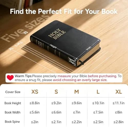 BellaHold Adjustable Bible Cover with 75 Bible Tabs - Black L Size | Waterproof Quilted Fabric for Study thumbnail 2
