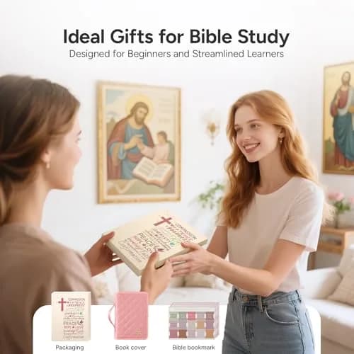 BellaHold Adjustable Bible Cover Case for Women M (9.6" H x 7" W x 2.2" Spine) | Waterproof Quilted Pink Fabric with 75 Bible Tabs thumbnail 9