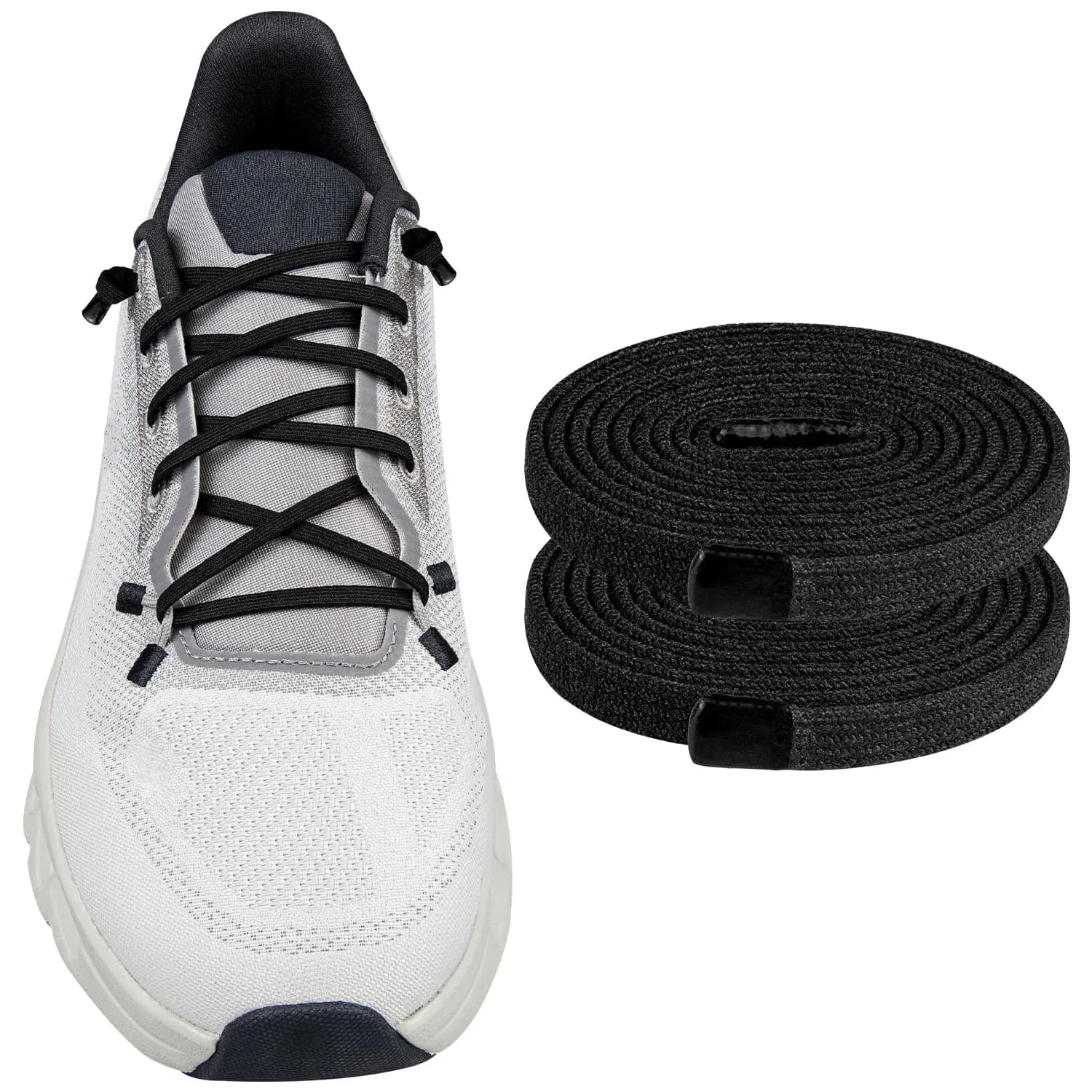 Endoto Shoelaces for On Cloudtilt 26Inch Black | Elastic, Adjustable, Silicone-Sealed - main product image