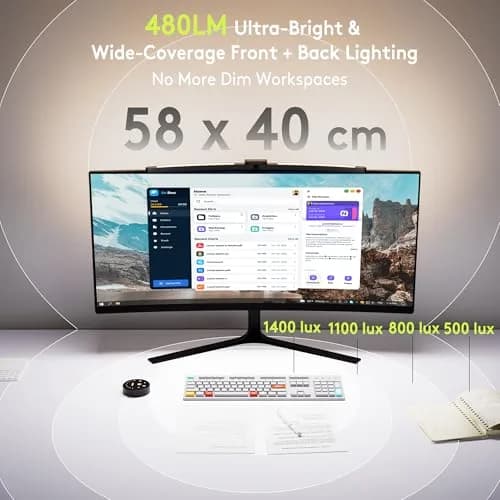 Quntis Curved Monitor Light Bar for 34"+ Ultrawide | Eye-Care Glare-Free Desk Light thumbnail 3