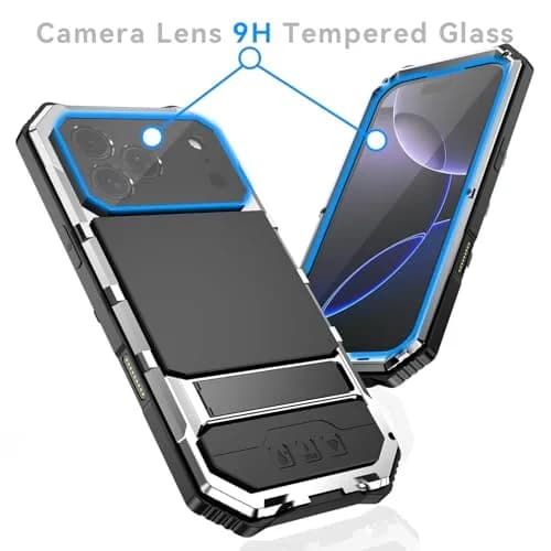 Lunivop for iPhone 17 Pro Max Case Metal Heavy Duty Military Silver | 20 FT Drop & Built-in Screen Protector thumbnail 7