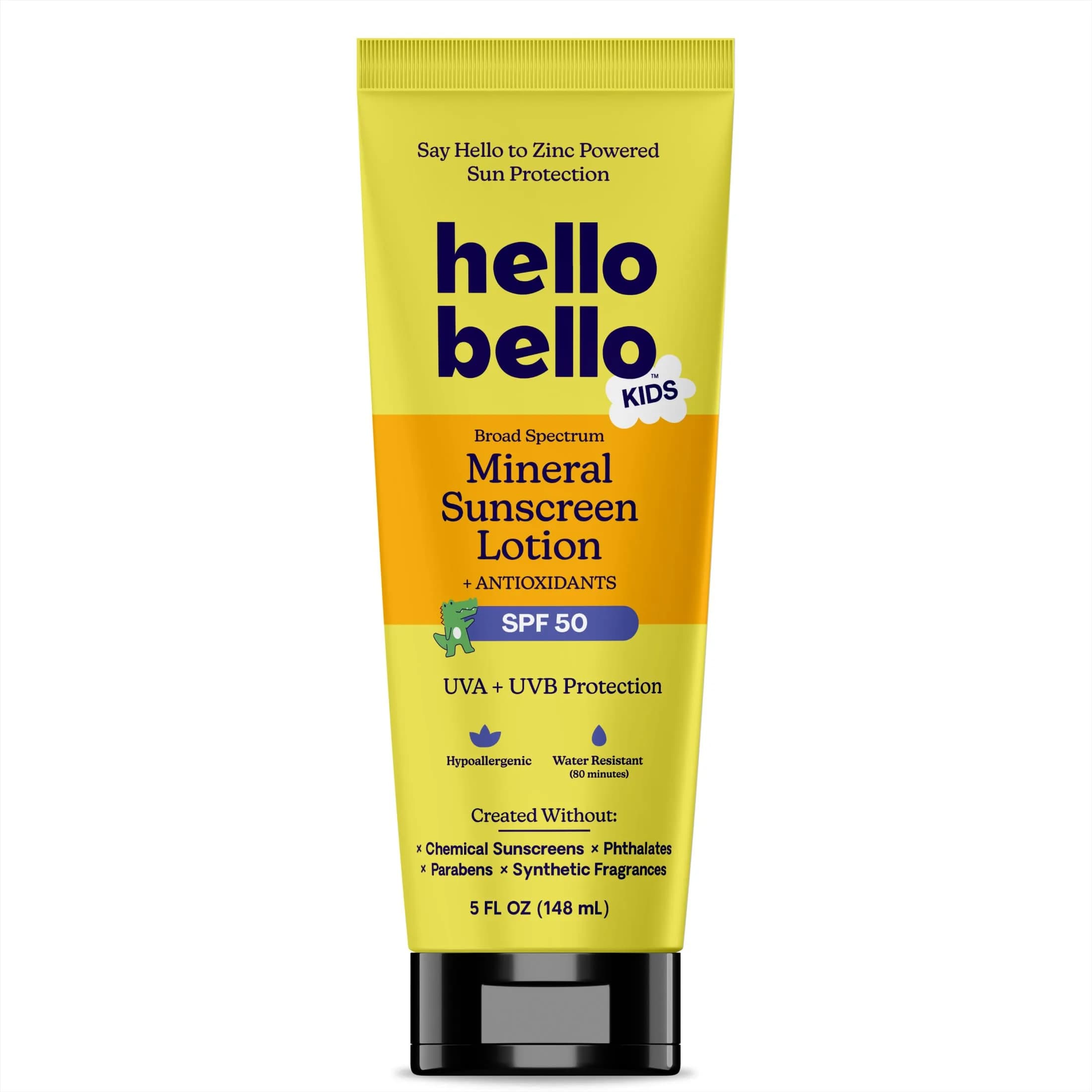 Hello Bello Kids Mineral Sunscreen Lotion SPF 50 | 148ml (5oz) | Gentle, Chemical Sunscreen-Free Protection — Mineral Sunscreen 5 oz Lotion - 50 SPF