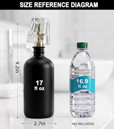 TOLDATLI Black 17oz Glass Mouthwash Dispenser with Cup | Matte Finish, Auto Flip Cap thumbnail 2