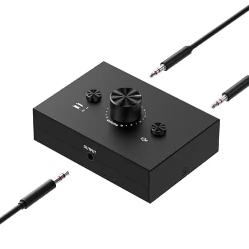 Y.D.F 3.5mm Stereo Audio Switch (2 in 1 Out) Passive Selector for PC Phone Laptop thumbnail 1