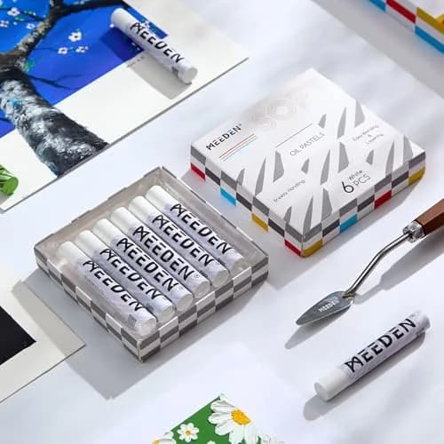 MEEDEN Soft White Oil Pastels 6 Pcs (6 Count) | Versatile Base Color for Artists & Beginners thumbnail 6