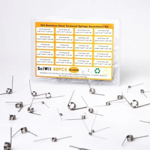 SciWil Torsion Spring Assortment Kit 80PCS | Stainless Steel for Hinge Repair & DIY thumbnail 1