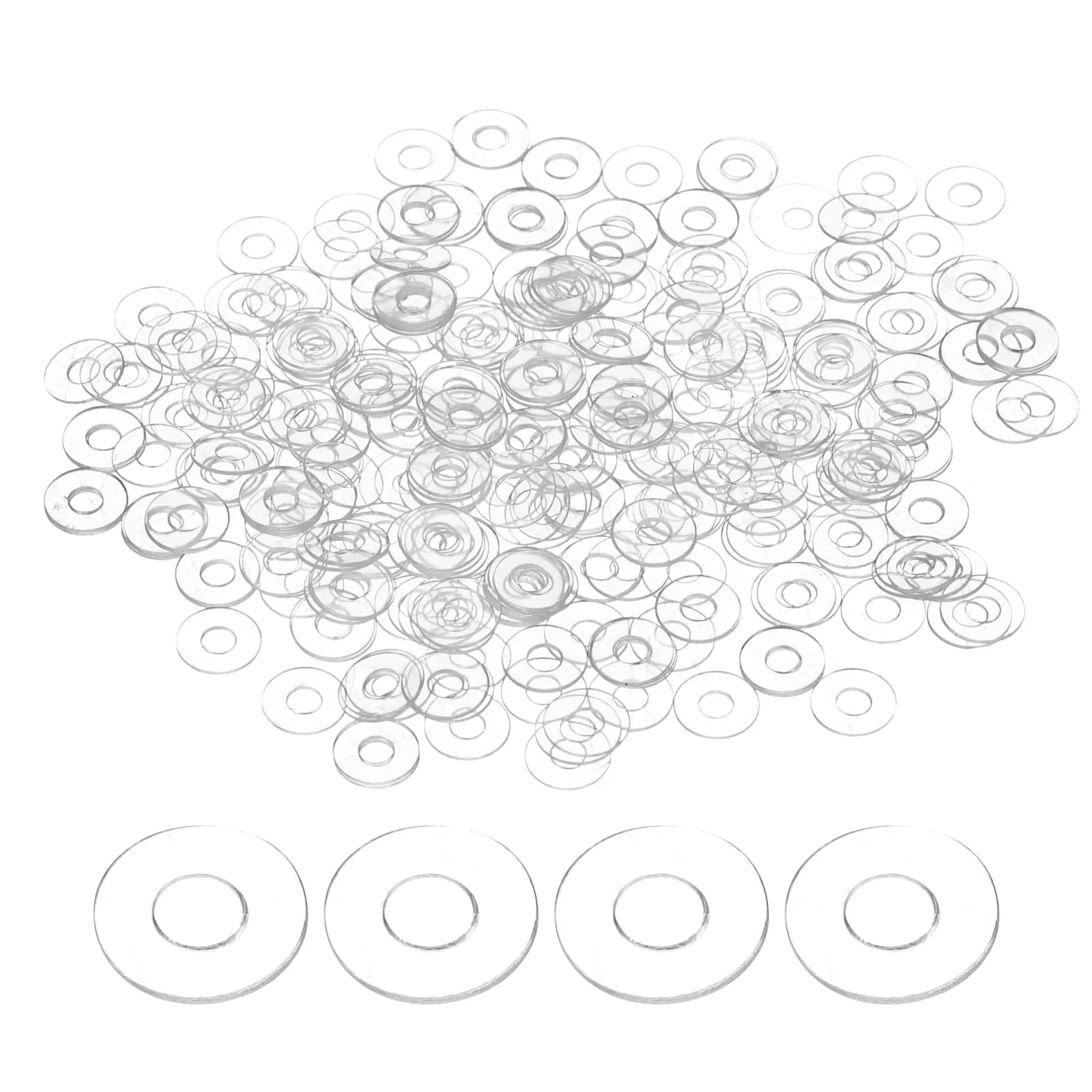 HARFINGTON M2 PVC Flat Washers 2mm ID x 5mm OD x 0.3mm Thick | 300-Piece Pack for Sealing & Gasket Applications - main product image