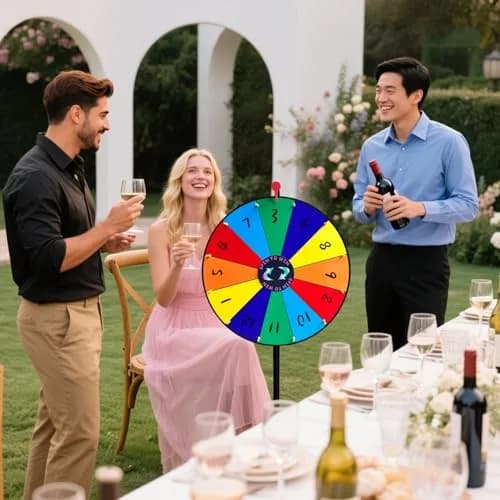 LRMBKM Heavy Duty Spinning Prize Wheel 62.23cm (24 inch) | Adjustable Height 86cm-155cm (34"-61") with 12 Slots & Dry Erase Marker thumbnail 6