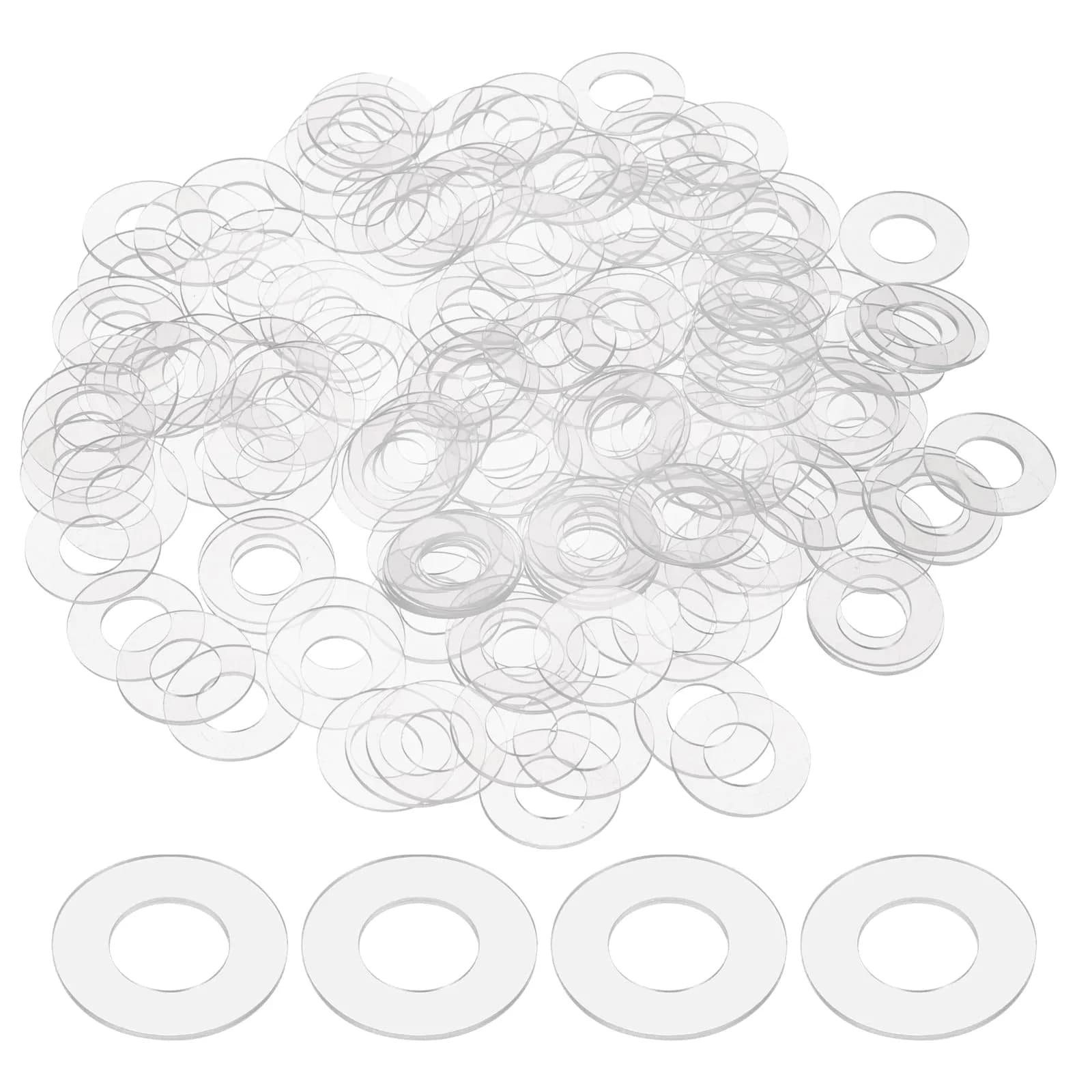 HARFINGTON M2 PVC Flat Washers 2mm ID x 5mm OD x 0.3mm Thick | 300-Piece Pack for Sealing & Gasket Applications — M12x20mmx1mm