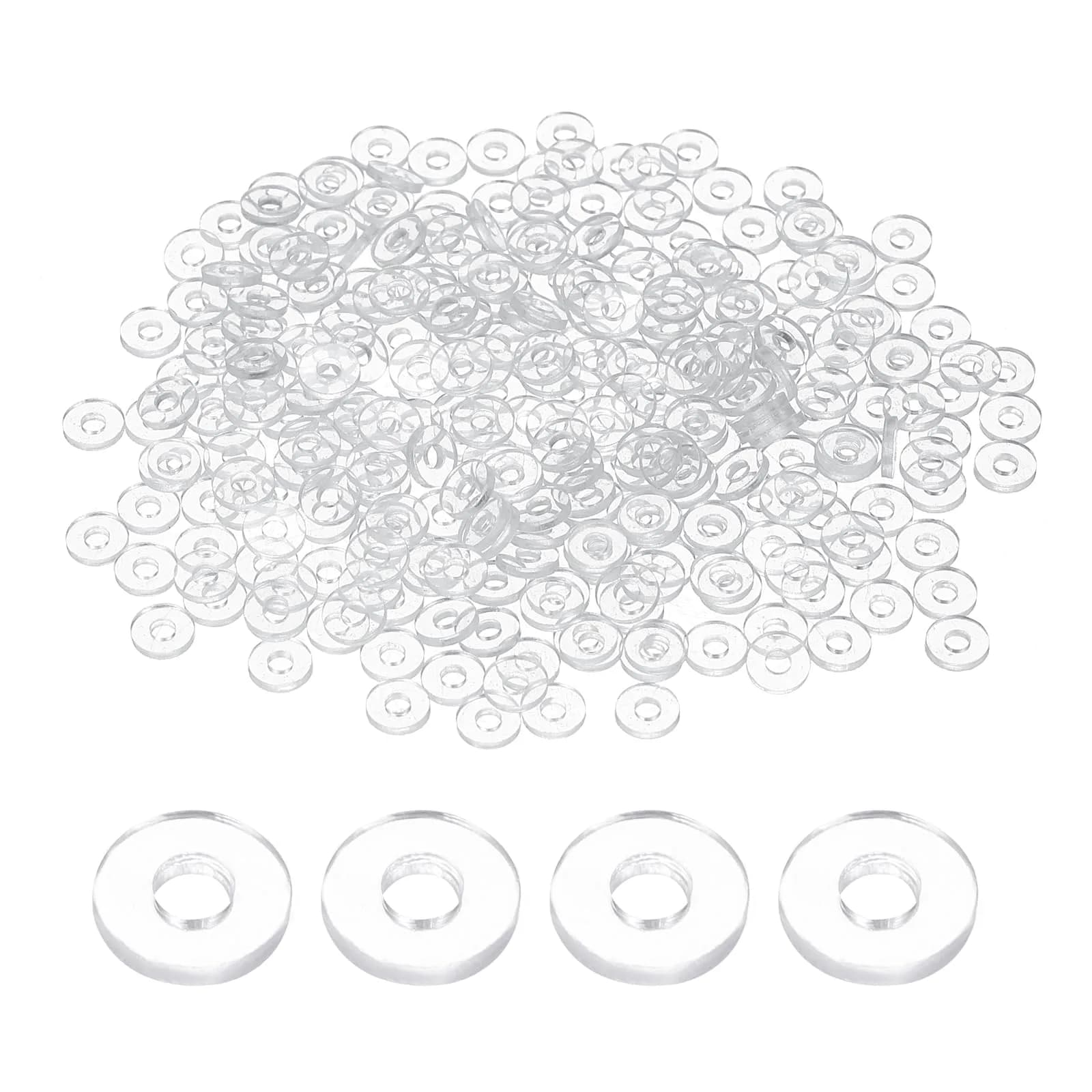 HARFINGTON M2 PVC Flat Washers 2mm ID x 5mm OD x 0.3mm Thick | 300-Piece Pack for Sealing & Gasket Applications — M2x5mmx1mm