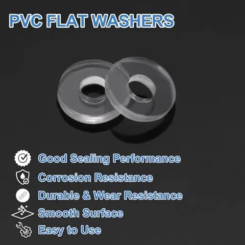 HARFINGTON M2 PVC Flat Washers 2mm ID x 5mm OD x 1mm Thick (300-Pack) | Sealing Gasket for Pipes & Doors thumbnail 3