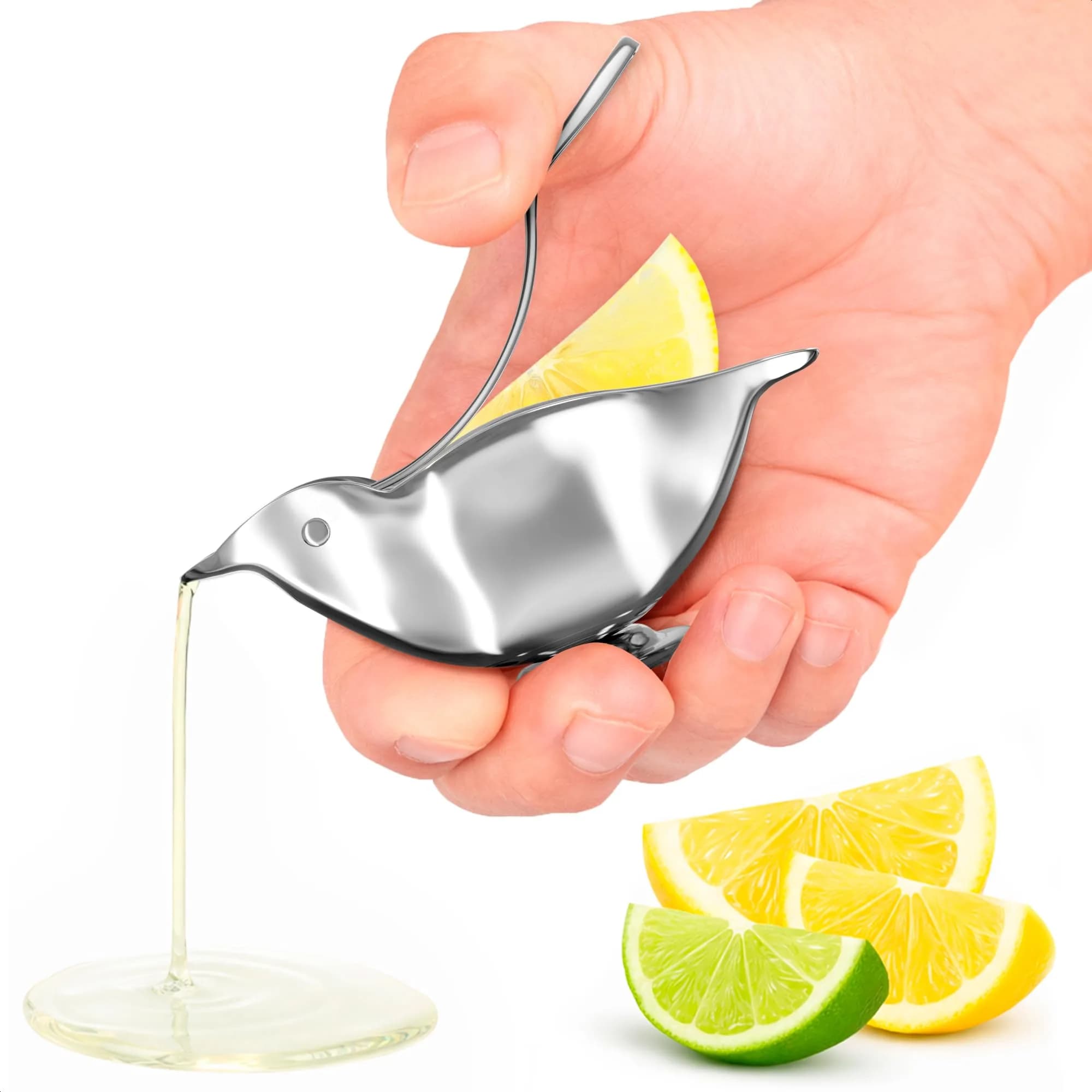 LEGLO Mini Bird Lemon Slice Squeezer Stainless Steel Lime Wedge Hand Juicer | Extracts More Juice with Less Effort