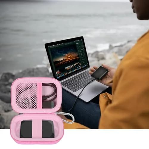 ANKHOH Carrying Case for Crucial X10/X9 Pro SSDs | Pink EVA Hard Shell Organizer with Carabiner thumbnail 6