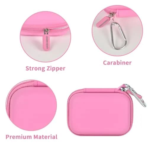 ANKHOH Carrying Case for Crucial X10/X9 Pro SSDs | Pink EVA Hard Shell Organizer with Carabiner thumbnail 3