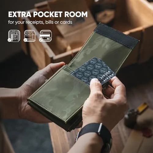 VULKIT Mens Wallet RFID Blocking Card Holder Minimalist Bi-Fold Camouflage Green | 20+ Card Capacity, Water-Resistant, Lightweight thumbnail 3