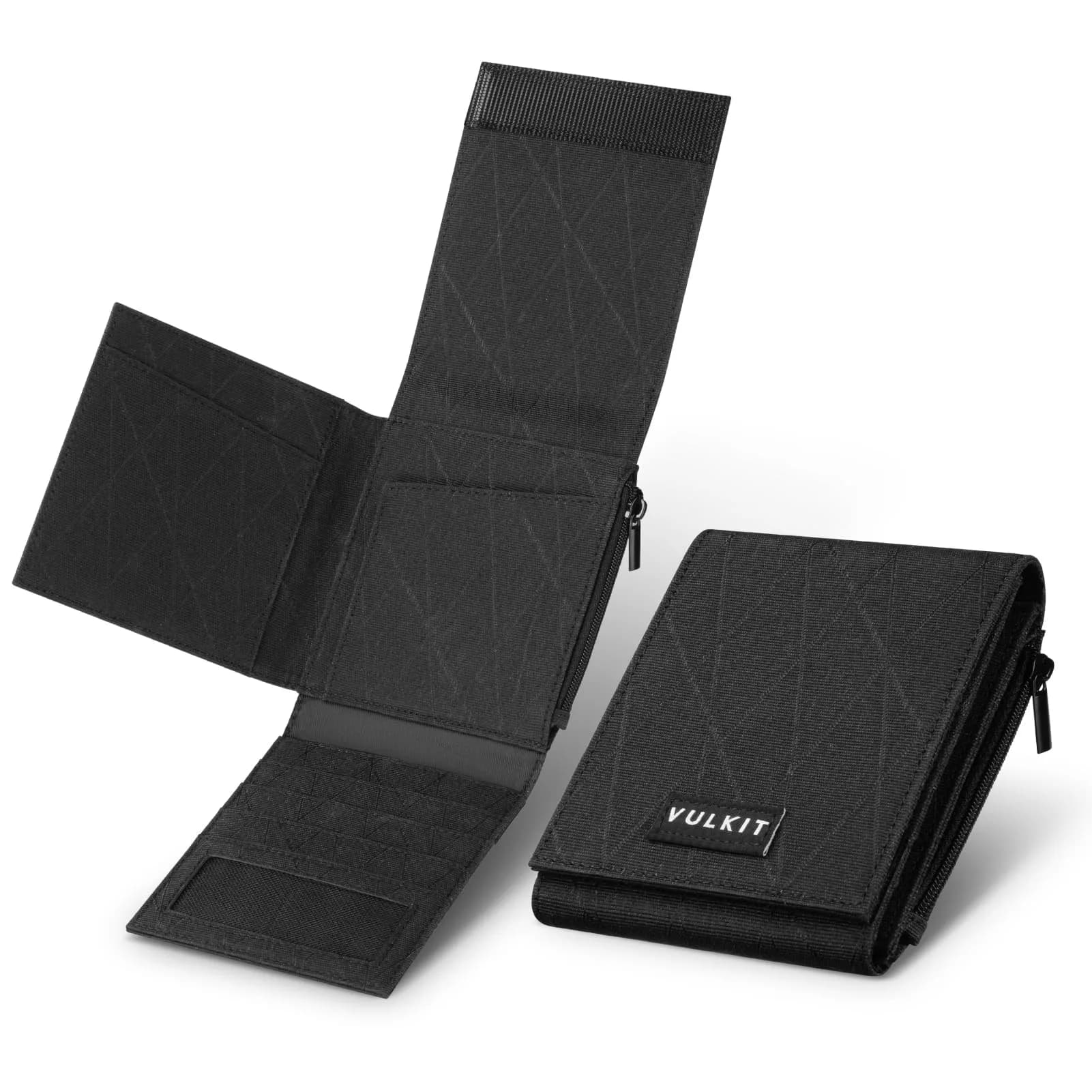 VULKIT Mens Wallet RFID Blocking Card Holder Minimalist Bi-Fold Camouflage Green | 20+ Card Capacity, Water-Resistant, Lightweight — Black