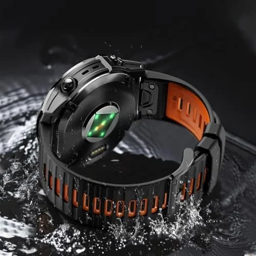 NotoCity 22mm Silicone Watch Band for Garmin Fenix 8/7/6/5 Series 47mm | Black/Orange, Secure Fit thumbnail 5