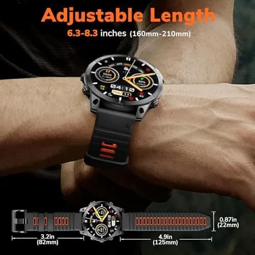NotoCity 22mm Silicone Watch Band for Garmin Fenix 8/7/6/5 Series 47mm | Black/Orange, Secure Fit thumbnail 6
