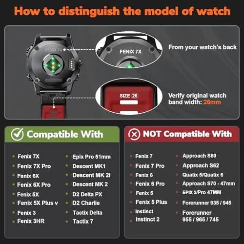 NotoCity Quickfit 26mm Watch Bands for Garmin Fenix 8 51mm/7X/6X/5X, Sports Silicone Bands Compatible with Garmin Fenix 9/9 Pro/8 Pro 51mm/7X Pro/6X Pro/5X Plus/3/3HR/Descent MK1/MK2i Smartwatches thumbnail 7