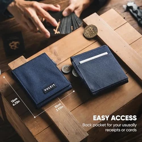 VULKIT Mens Nylon Multifold Wallet with RFID Blocking & 20+ Card Capacity | Blue thumbnail 4