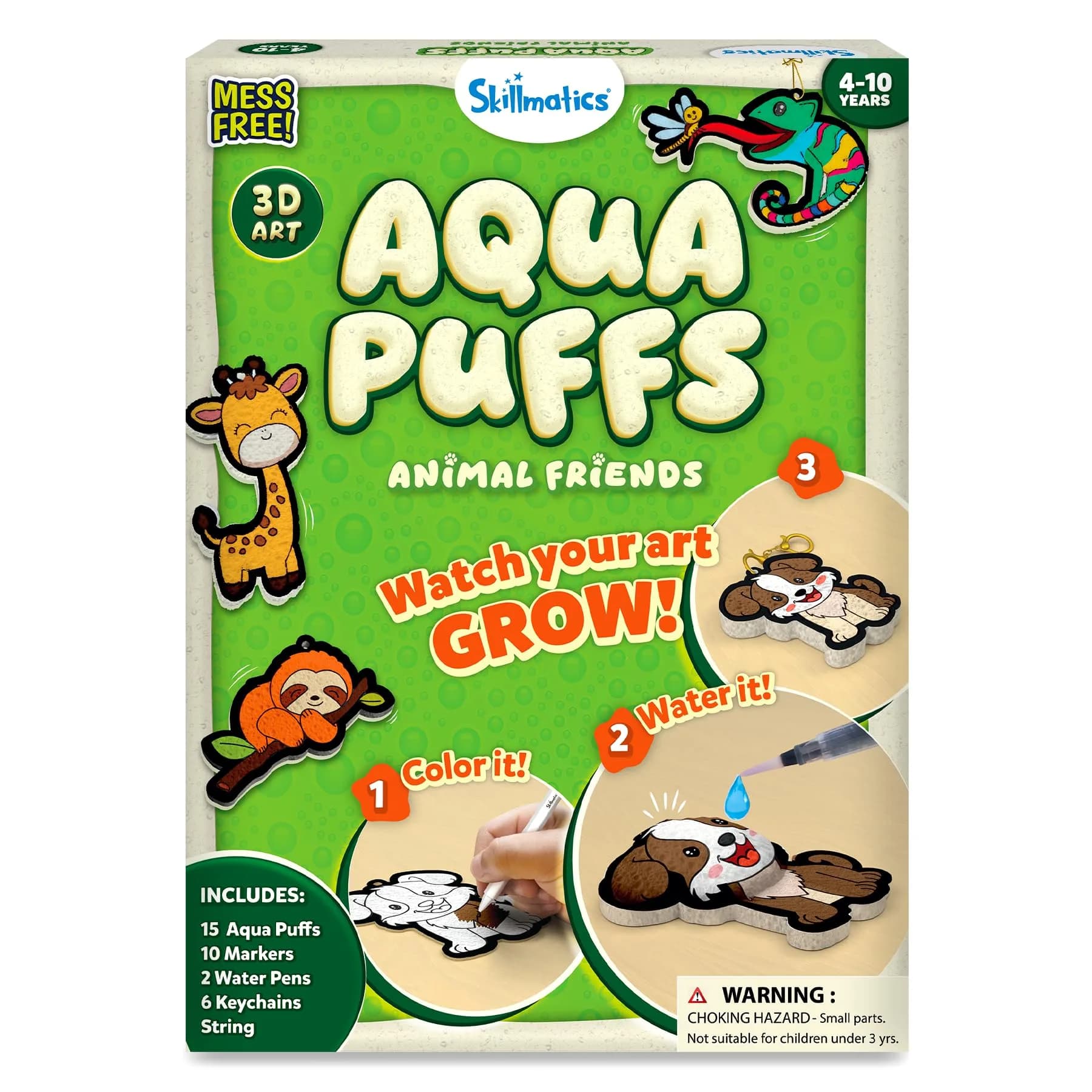 Skillmatics Aqua Puffs Animals Art & Craft Kit 15 Puffs, 10 Markers, 2 Water Pens | Award-Winning Toy for Kids Ages 4-10 - main product image