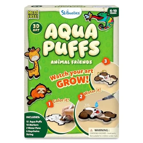 Skillmatics Aqua Puffs Animals Art & Craft Kit 15 Puffs, 10 Markers, 2 Water Pens | Award-Winning Toy for Kids Ages 4-10 thumbnail 1