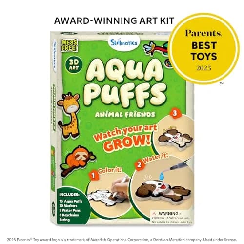 Skillmatics Aqua Puffs Animals Art & Craft Kit 15 Puffs, 10 Markers, 2 Water Pens | Award-Winning Toy for Kids Ages 4-10 thumbnail 4