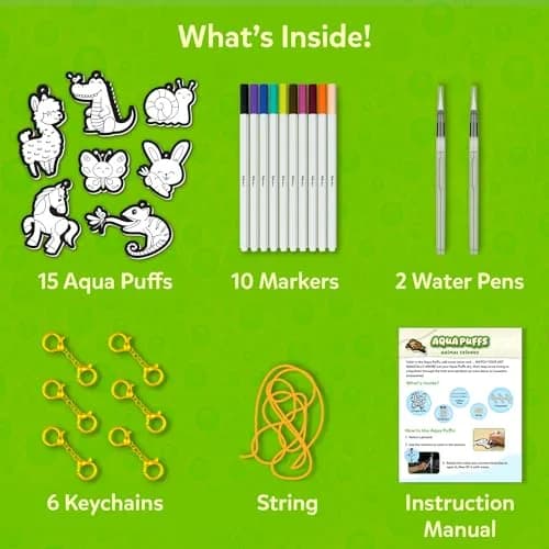 Skillmatics Aqua Puffs Animals Art & Craft Kit 15 Puffs, 10 Markers, 2 Water Pens | Award-Winning Toy for Kids Ages 4-10 thumbnail 6