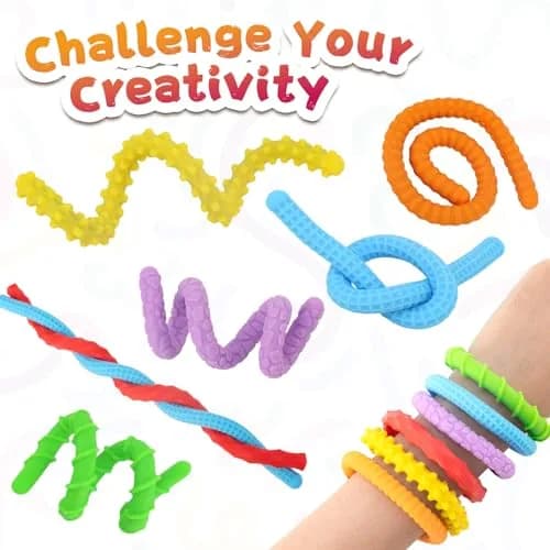 ddLUCK Textured Silicone Sensory Fidget Sticks 6 Pack | Calming, Portable & Easy to Clean thumbnail 3