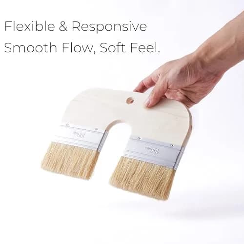Xylarnoveth Limewash Paint Brush, 4 in Natural Bristle Double Brush | Wide U-Shaped Handle for Lime & Mineral Paints thumbnail 2