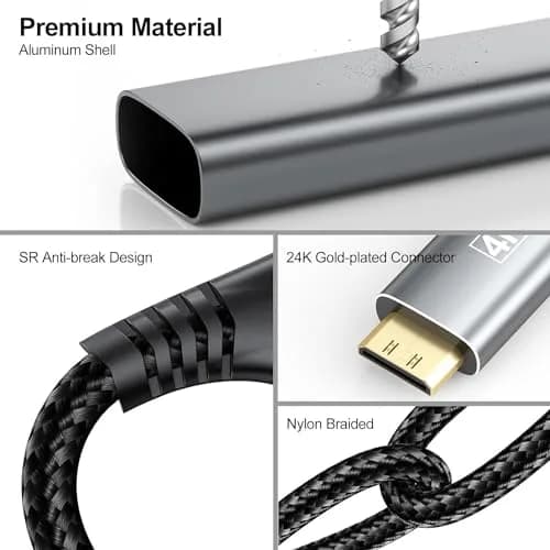UVOOI USB C to Mini HDMI Cable 20cm (2ft) | 4K@60Hz High Speed for Portable Monitors thumbnail 7