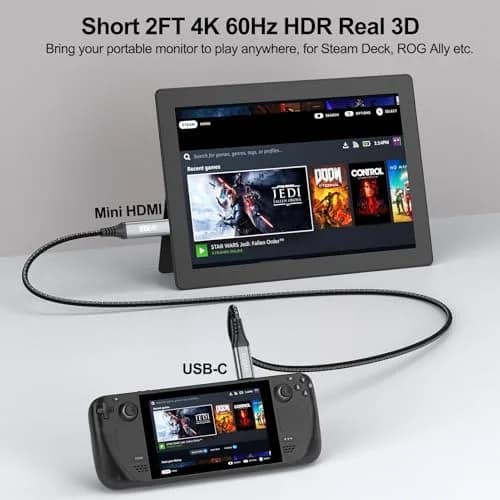 UVOOI USB C to Mini HDMI Cable 20cm (2ft) | 4K@60Hz High Speed for Portable Monitors thumbnail 3