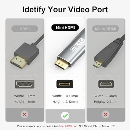 UVOOI USB C to Mini HDMI Cable 20cm (2ft) | 4K@60Hz High Speed for Portable Monitors thumbnail 4