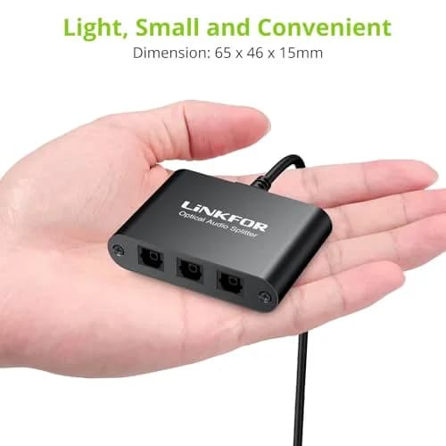 LiNKFOR 1x3 Optical Audio Splitter 156 g (5.5 oz) | Splits 1 Toslink Source to 3 Outputs thumbnail 7