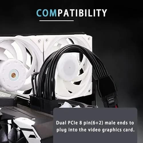COMeap 16 Pin to Dual 8 Pin(6+2) PCIe Conversion GPU Power Cable 18cm (7in) | 600W Rated Power thumbnail 4